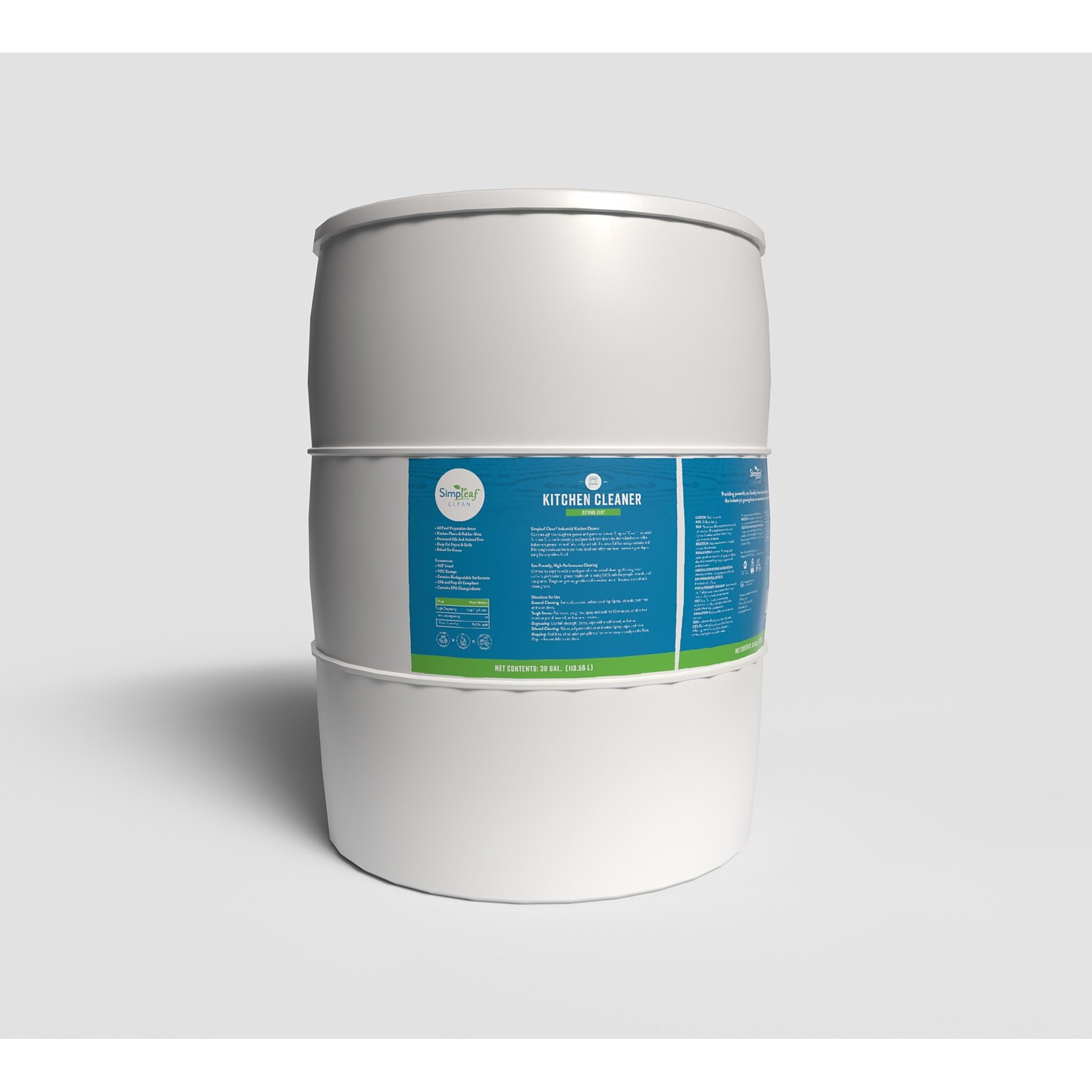 Simpleaf Clean Kitchen Cleaner & Degreaser Concentrate, Citrus Zest, 30 Gallon (SKCPL0130GCZCon)