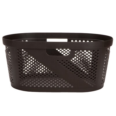 Mind Reader Wide Plastic Laundry Basket, Brown (HHAMP40-BRN)