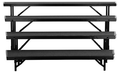 NPS 4-Level Tapered Standing Choral Riser, 72W x 60”-78”L x 32H, Black Carpet (RT4LC10)