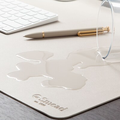 Smead Large Vegan Leather Anti-Slip Desk Pad, 36" x 17", Sandstone (SMD64826)