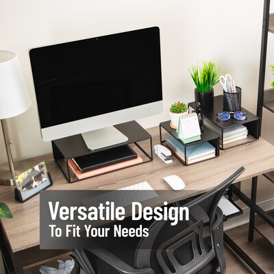 Mind Reader 3-Piece Desk Organizer Set, Metal, Black (STAND3PC-BLK)