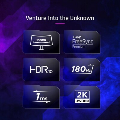 ViewSonic 34 Curved WQHD 180Hz LED AMD FreeSync Gaming Monitor, HDR10, Height Adjustable, Black (VX3418C-2K)