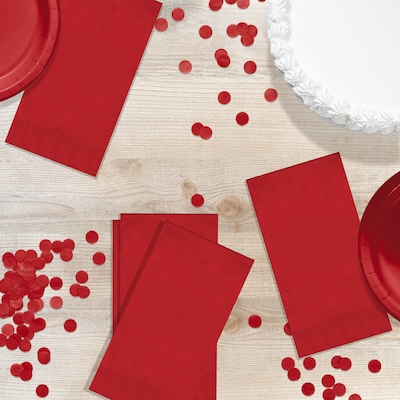 Creative Converting Touch of Color Guest Towels, 3-ply, Classic Red, 192/Carton (951031)