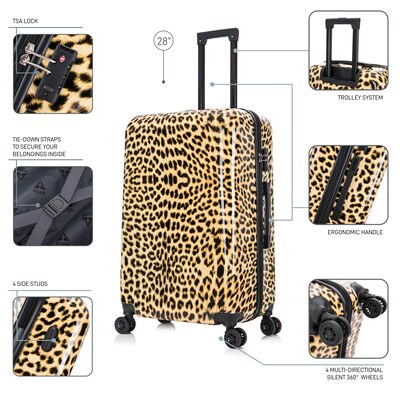 InUSA Prints 30.76 Hardside Suitcase, 4-Wheeled Spinner, TSA Checkpoint Friendly, Cheetah Animal Print (IUAPC00L-CHE)
