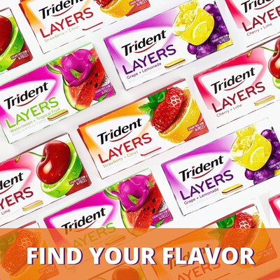 Trident Layers Sugar Free Wild Strawberry & Tangy Citrus Gum, 14 Pieces/Pack, 12/Box (AMC60001)