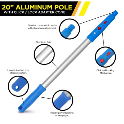 Gritt Commercial Window Washing Kit with 14" Swivel Window Squeegee and 20" Pole (GRI131)