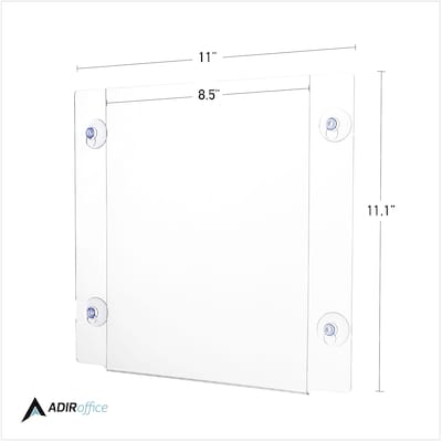 AdirOffice Window Sign Holder, 8.5" x 11", Vertical/Horizontal, Side Loading, Clear Acrylic, 6/Pack (639-8511-WSH-6)
