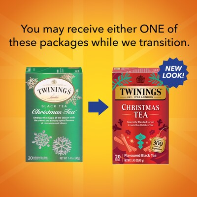 Twinings Christmas Tea Caffeinated Black Tea Bags, 20/Box (F06301)