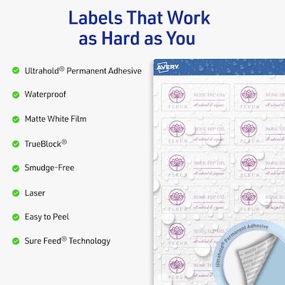 Avery Rectangle Laser Multipurpose Labels, 1 x 2.5, White, 2400/Box (19479399251)