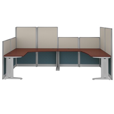 Regency Instant Office 63"H x 129"W 2 Person L-Shaped Cubicle Panel Workstation, Hansen Cherry (IO36494-03K-2P)