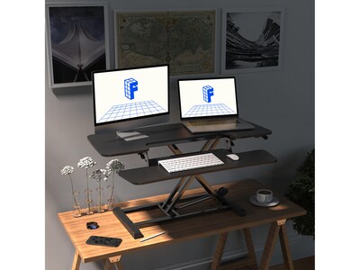 FlexiSpot M7 Series 40"W Manual Rectangular Adjustable Standing Desk Converter, Black (M7-E-40B)