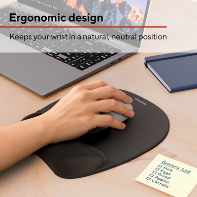 Staples TECH Foam Non-Skid Mouse Pad/Wrist Rest Combo, Black (ST63287)