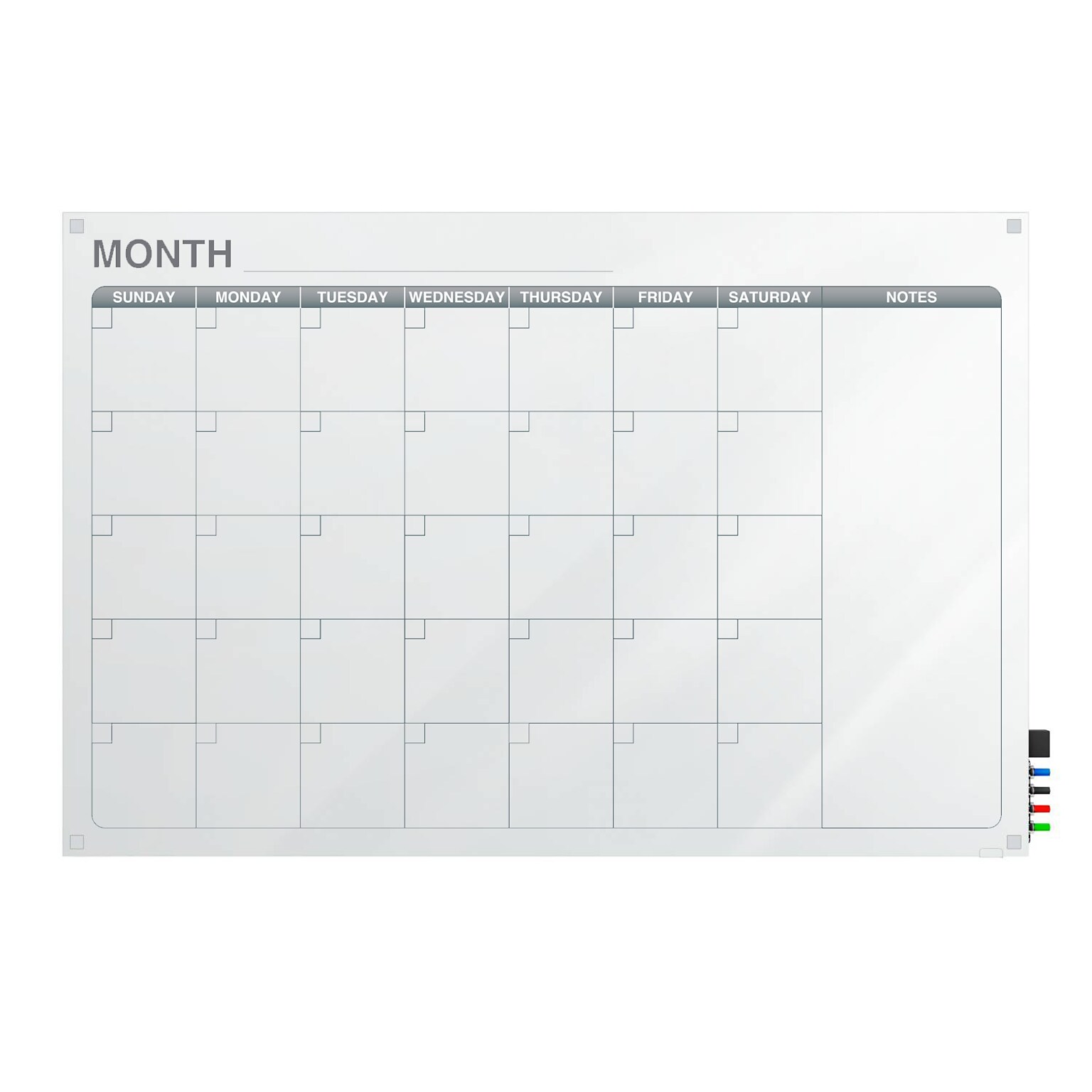 Ghent Harmony Glass Dry-Erase Calendar Whiteboard, 3 x 2 (GRPHMYSN31M-23)
