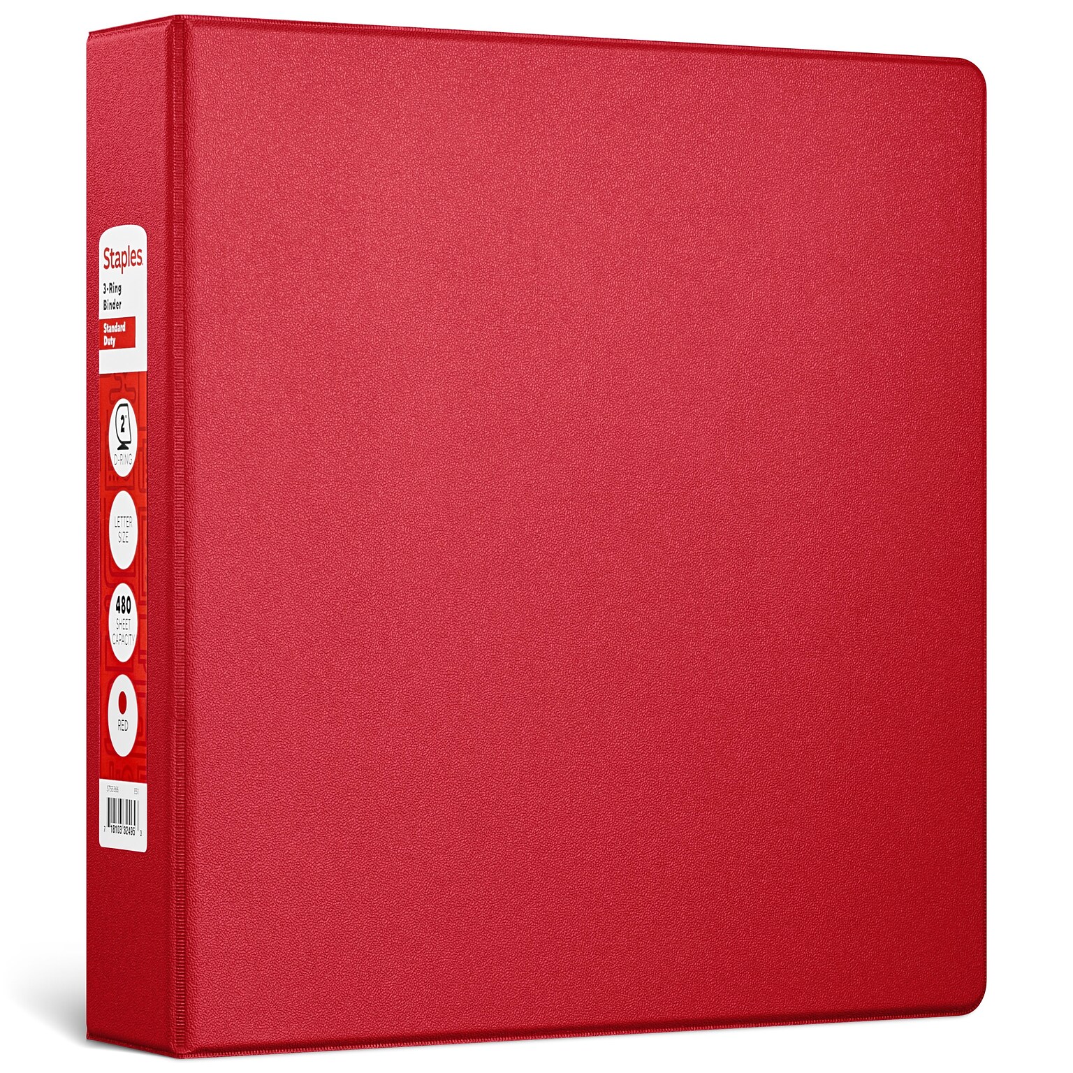 Staples® Standard 2 3 Ring Non View Binder with D-Rings, Red (26305-CC)
