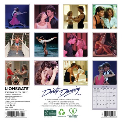 2026 Willow Creek Dirty Dancing 7 x 7 Monthly Wall Calendar (53553)