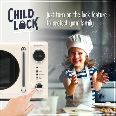 Nostalgia Retro 0.7 Cubic Foot Countertop Microwave, Ivory (NRMO7IVY6A)