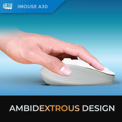 Adesso iMouse A30 Wireless Ambidextrous Optical Mouse, White (iMouse A30W)