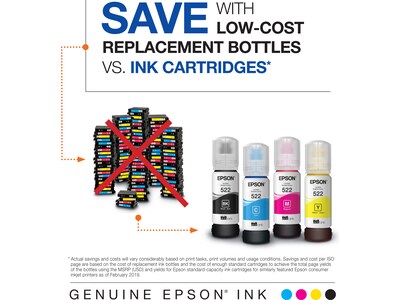Epson 522 Black/Cyan/Magenta/Yellow Ultra High Yield Ink Cartridge Refill, 4/Pack (T522120-BCS)
