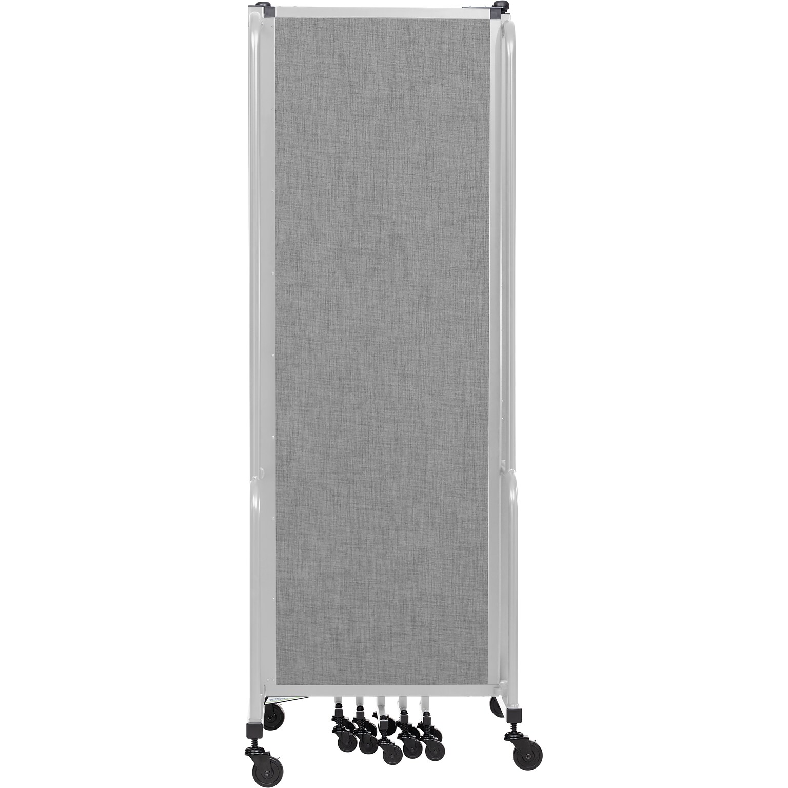 National Public Seating Robo Series 7-Panel Folding Mobile Room Divider, 72H x 164W, Grey Fabric (RDG6-7PT02)