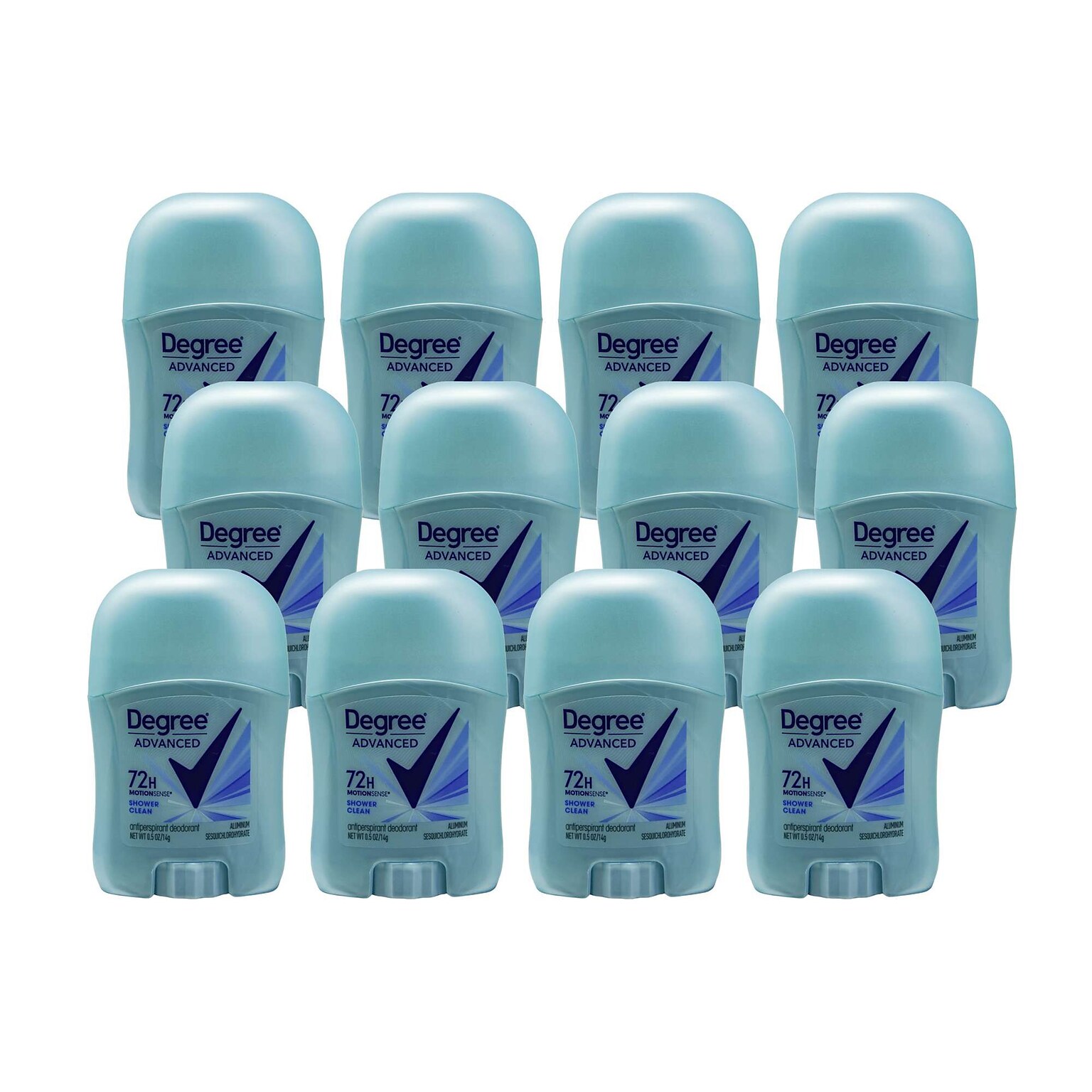 Degree Advanced 72H Shower Clean Antiperspirant for Women, 0.5 oz Stick, 12 Sticks/Bag, 12 Bags/Carton