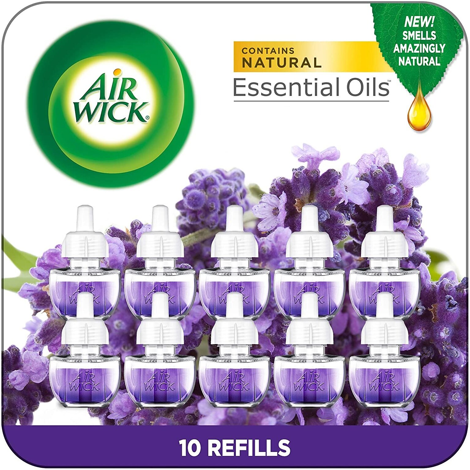 Air Wick Essential Oils Scented Oil Refill, Lavender & Chamomile, 0.67 fl. oz., 10/Pack (01919)