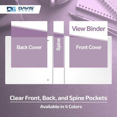Davis Group Standard View 1" 3-Ring Binders, Assorted Pastel Colors, 4/Pack (7411-88-04)