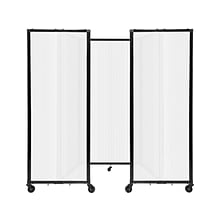 Versare The Room Divider 360 Freestanding Folding Portable Partition, 72H x 102W, Opal Fluted Poly