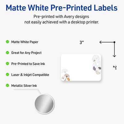 Avery Laser/Inkjet Rectangle Multipurpose Labels, 2 x 3, White, 80/Pack (S00F47)