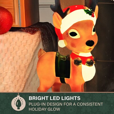 Fraser Hill Farm 28” Reindeer with Santa Hat Christmas Blow Mold (FFBM-1RND-MLT)