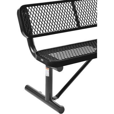 Global Industrial 4' Outdoor Steel Bench w/ Backrest, Expanded Metal, Black (695743BK)