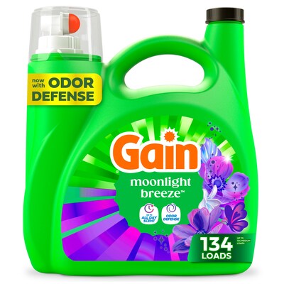 Gain Liquid Laundry Detergent, Moonlight Breeze Scent, 134 Loads, 177 oz. (19112)