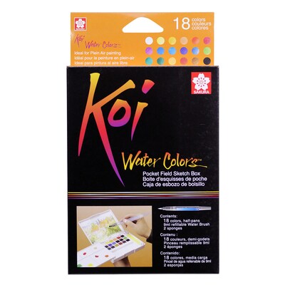 Sakura Koi Water Colors Field Sketch Box with Brush, 18 Colors (SAKXNCW18N)