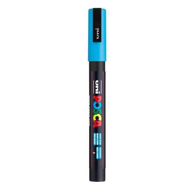 POSCA PC-3M Water Based Paint Marker, Reversible Fine Tip, Light Blue, 3/Pack (UBCPC3MLTBLUE-3)