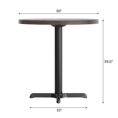 Flash Furniture Bennett 30" Round Wooden Dining Table, Dark Brown Top/Black Base (GSFRD30DBT2222)