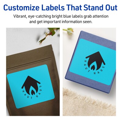 Avery Printable Rectangle Multipurpose Labels, 3-1/3" x 4", Bright Blue, 240/Pack (94215)