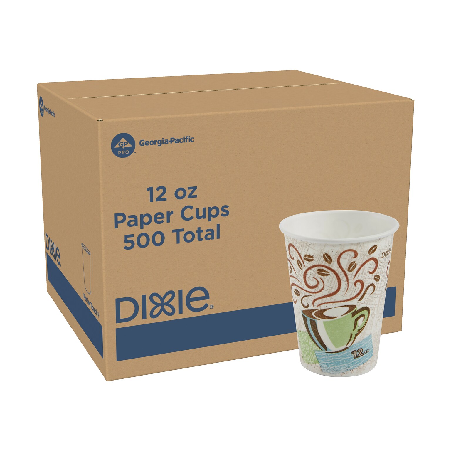 Dixie PerfecTouch Insulated Paper Hot Cups, 12 oz., Coffee Haze, 500/Carton (5342DX)