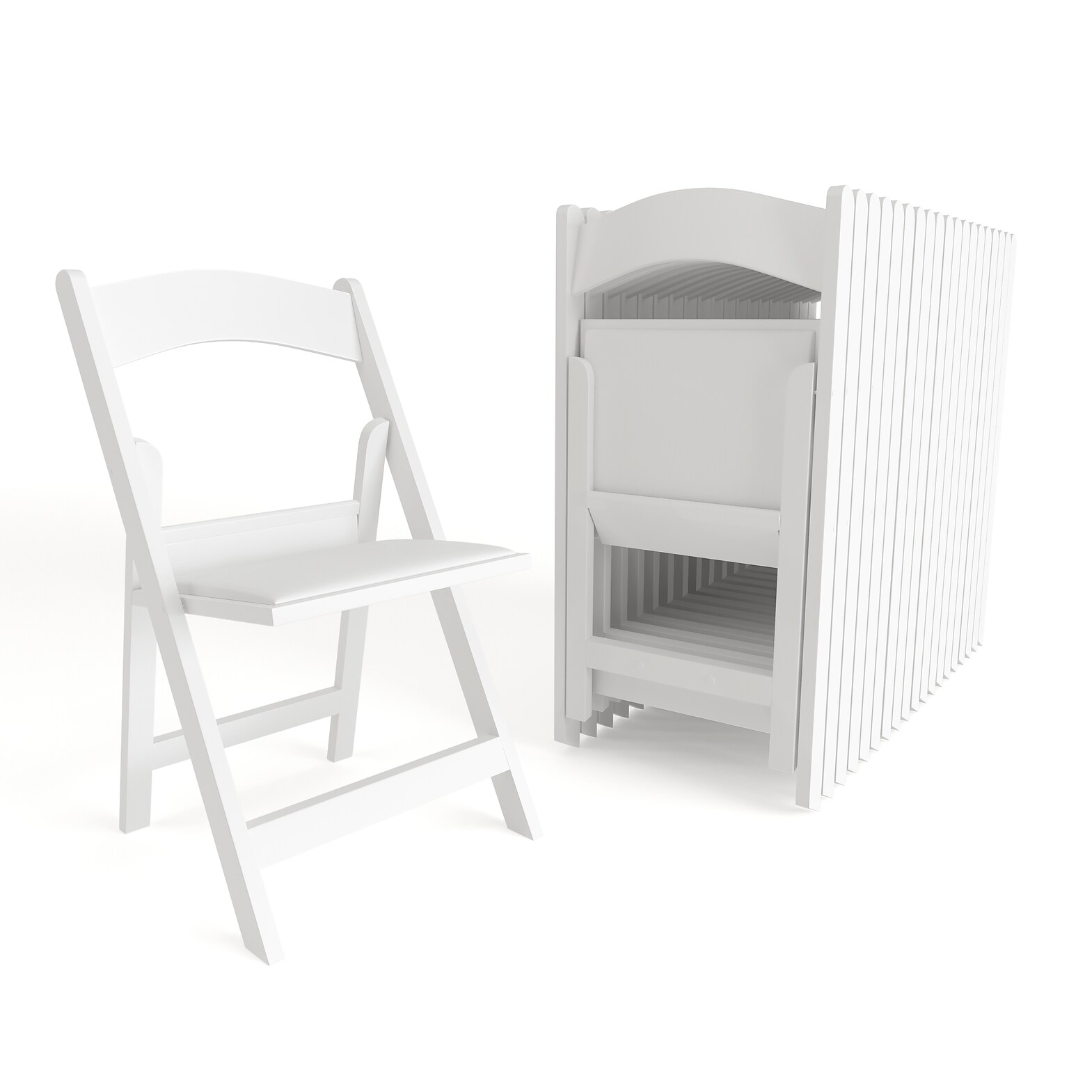 Flash Furniture HERCULES™ Vinyl Armless Folding Chair, White, 20/Pack (20L3L1WHITE)