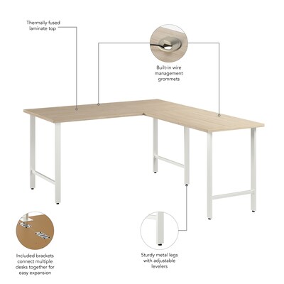 Bush Business Furniture Hustle 60"W L Shaped Computer Desk with Metal Legs, Natural Elm (HUS003NE)