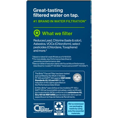 Brita On Tap Water Filtration System Faucets Replacement Filters, White (36309)