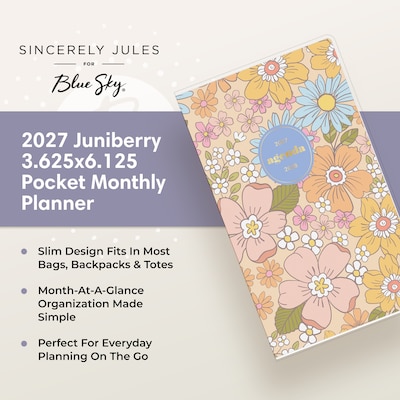 2027 Blue Sky Sincerely Jules 3.625" x 6.125" Monthly Planner, Juniberry (164247)