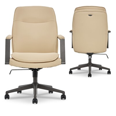 Thomasville Furniture Upton Ergonomic Bonded Leather Swivel Manager Chair, Cream (51421-CRM)