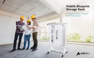 AdirOffice Expandable Blueprint Mobile Plan Center Large File Hanging Storage, White (615-WHI-KIT1)