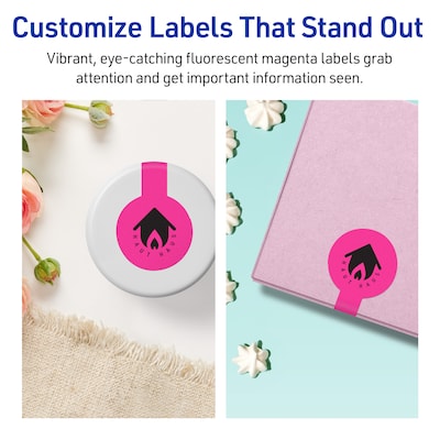 Avery Lollipop Laser/Inkjet Multipurpose Labels, 1.5" x 4", Neon Magenta (160/Pack)