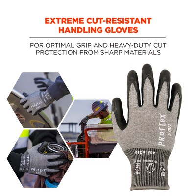 Ergodyne ProFlex 7072 Nitrile Coated Cut-Resistant Gloves, ANSI A7, Gray, Large, 1 Pair (10314)