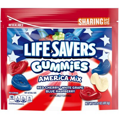 LifeSavers America Mix Gummy Candy Sharing Size Bag, Assorted Flavors, 14.5 oz. (MMM28031)