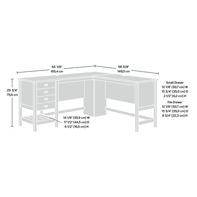 Sauder Cottage Road 65"W L-Shaped Desk, Soft White (428225)