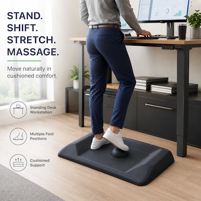Uncaged Ergonomics Active Standing Anti-Fatigue Floor Mat, 34L x 20W, Black (ASM-B)