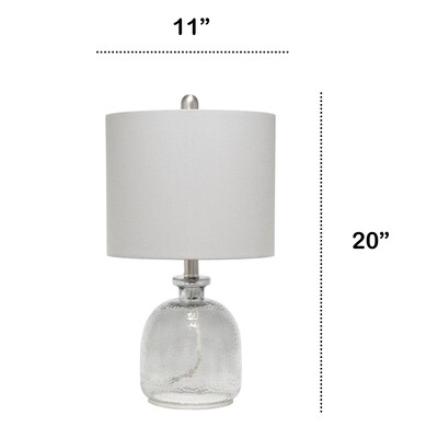Lalia Home Smokey Gray Hammered Glass Jar Table Lamp with Linen Shade, Gray (LHT-5013-GY)