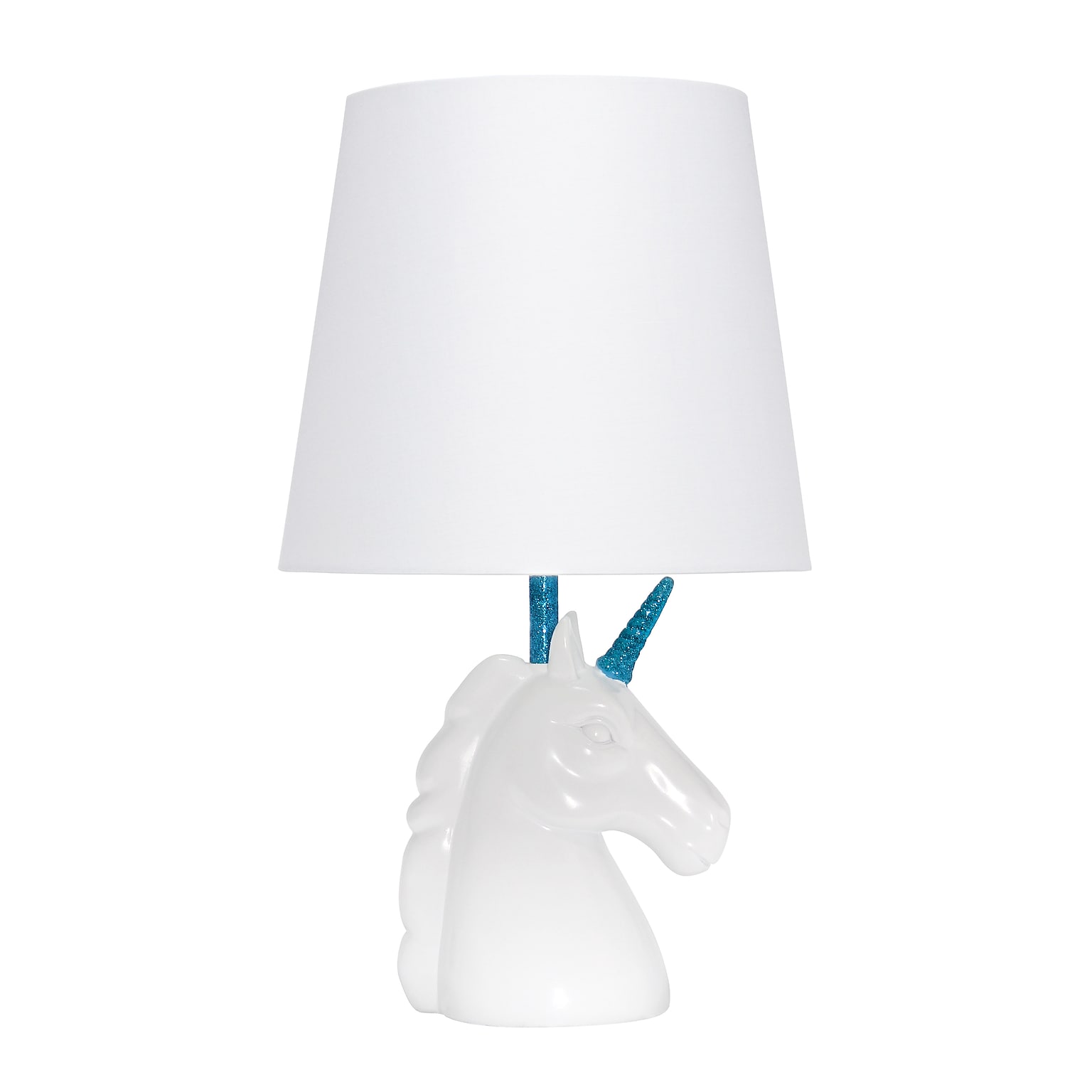 Creekwood Home Whimsilux 15.5 LED Table Lamp, White/Blue Glitter (CWT-2023-BL)