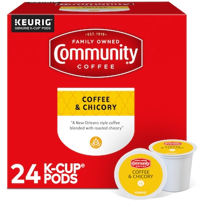 Community Coffee Chicory Coffee Keurig® K-Cup® Pods, Medium Dark Roast, 24/Box (5000374326)